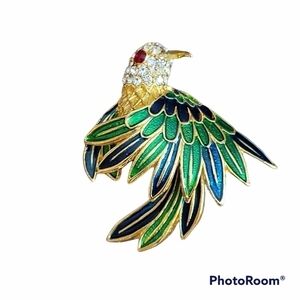 D'Orlan Hummingbird 18k Gold Plated Swarovski Crystal Brooch